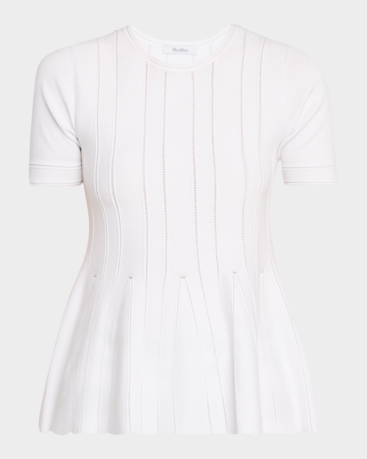 Epoche Pointelle Knit Peplum Top