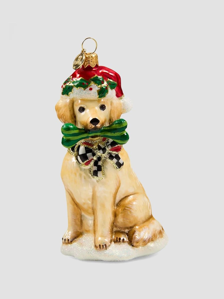 MacKenzie-Childs Golden Retriever Glass Ornament