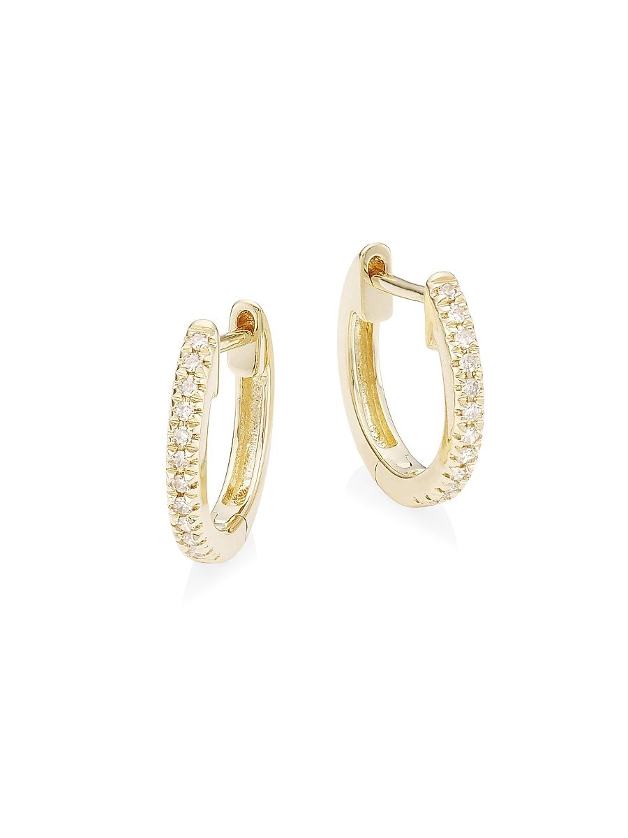 Women's 14K Yellow Gold & 0.07 TCW Diamond Huggie Hoop Earrings - Yellow Gold