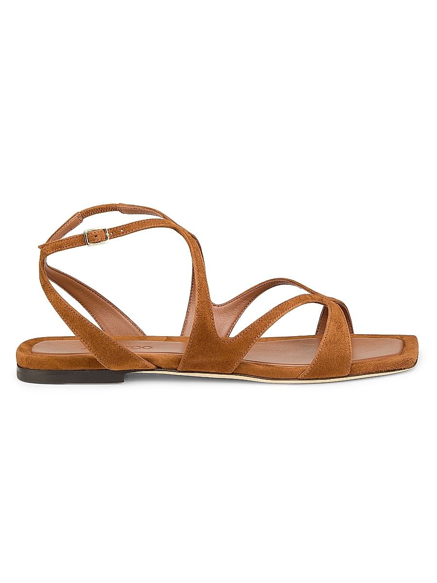 Women's Ayla Suede Strappy Flat Sandals - Tan - Size 12