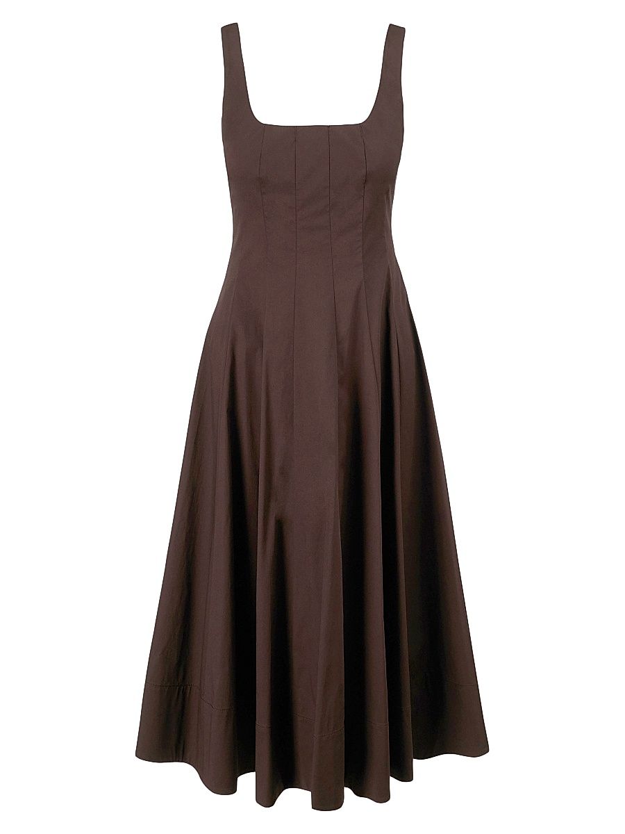 Women's Wells Stretch-Cotton Sleeveless Fit & Flare Midi-Dress - Earth - Size 12