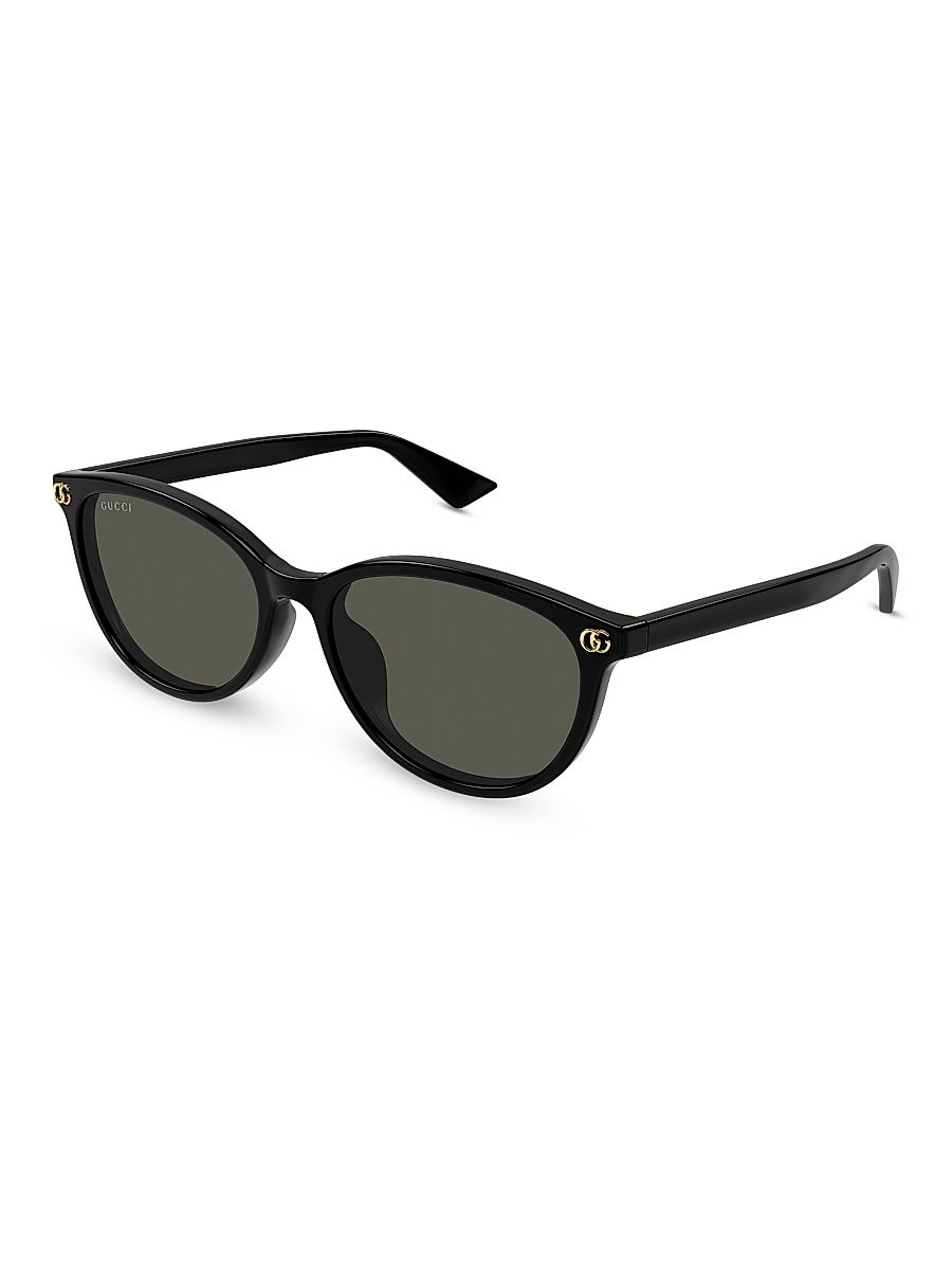Women's Light Acetate 56MM Round Sunglasses - Black Gold Black