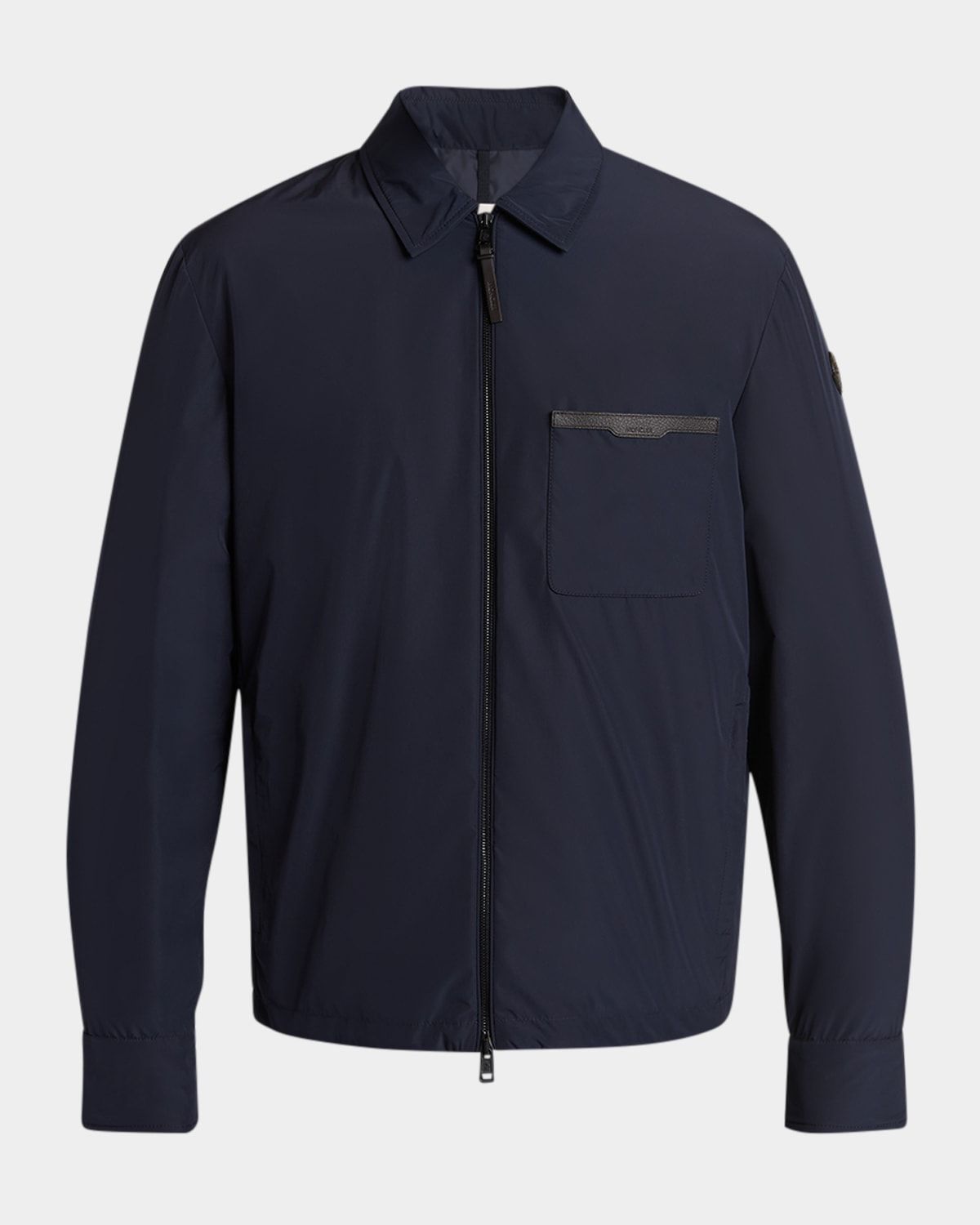 Men & apos;s Nylon Leather-Trim Full-Zip Shirt Jacket