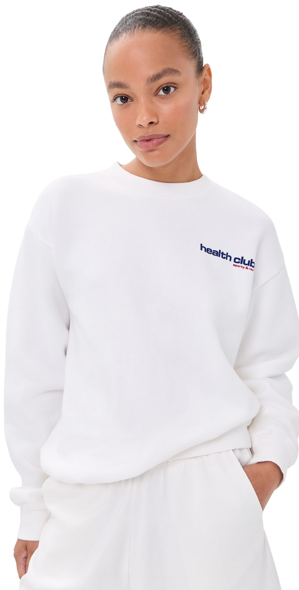 Sporty & Rich Bold Health Sweatshirt White Sports Red/Soda XS
