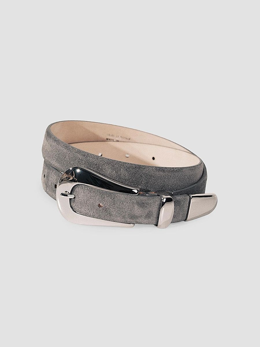 Women's Colette Suede Belt - Fog Suede Silver - Size Large