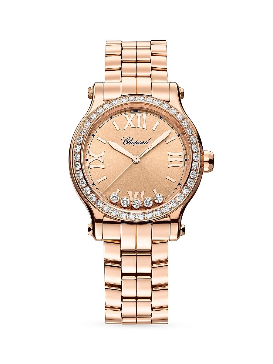 Women's Happy Sport 18K Rose Gold & Diamond Bracelet Watch - Rose Gold