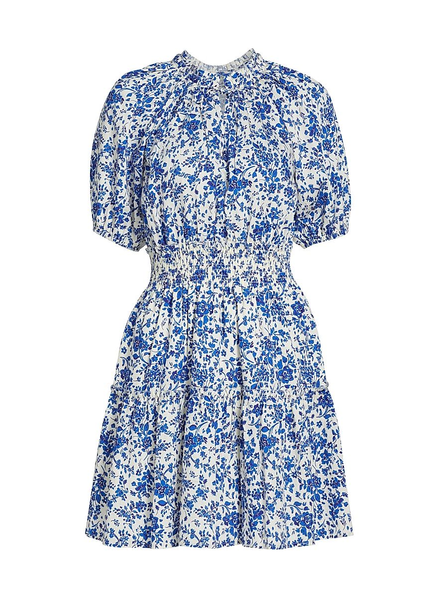 Women's Fiorella Floral Minidress - Blue Marguerite - Size Medium