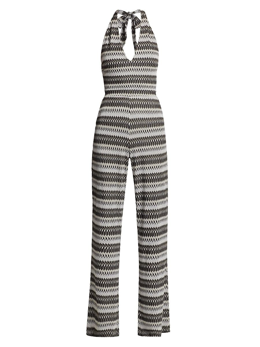 Women's Chandler Striped Sleeveless Jumpsuit - Black Sand Stone Geo Gem Knit - Size 14