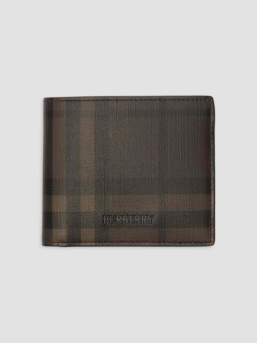 Burberry Men's City Check Bifold Wallet - Dark Brown
