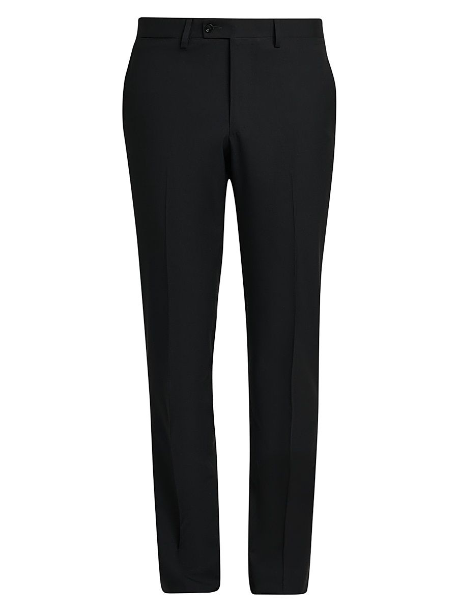 Men's Stretch-Cotton Slim-Fit Trousers - Black - Size 38