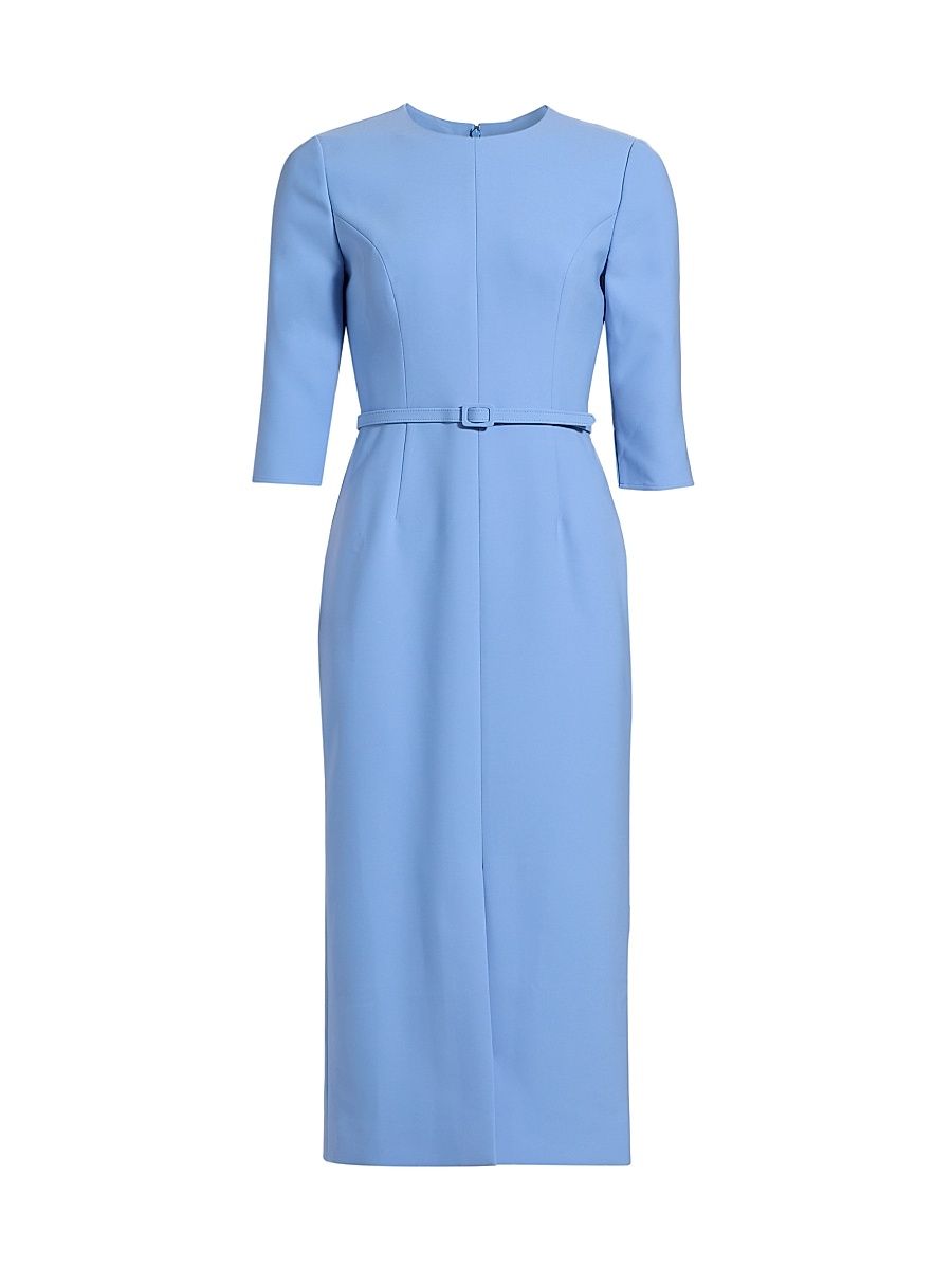 Women's Crepe Belted Sheath Midi-Dress - Cornflower - Size 8