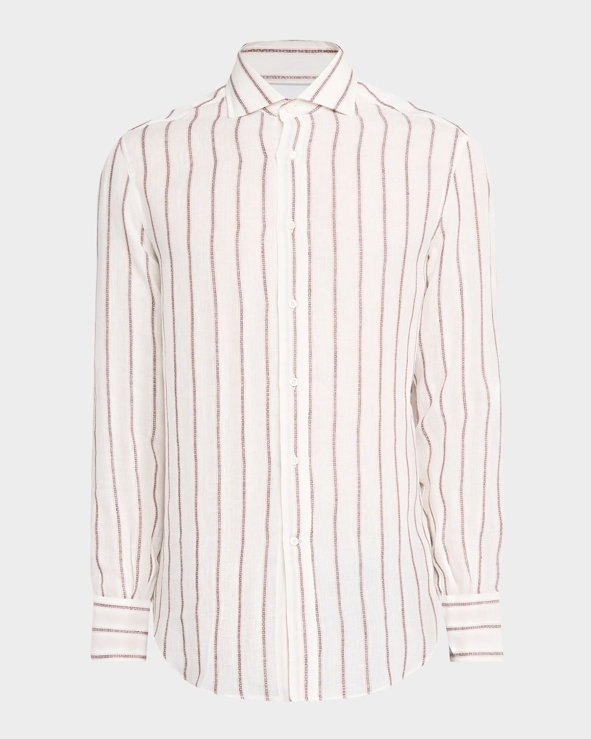 Men & apos;s Linen and Cotton Slim-Fit Textured Stripe Button-Down Shirt