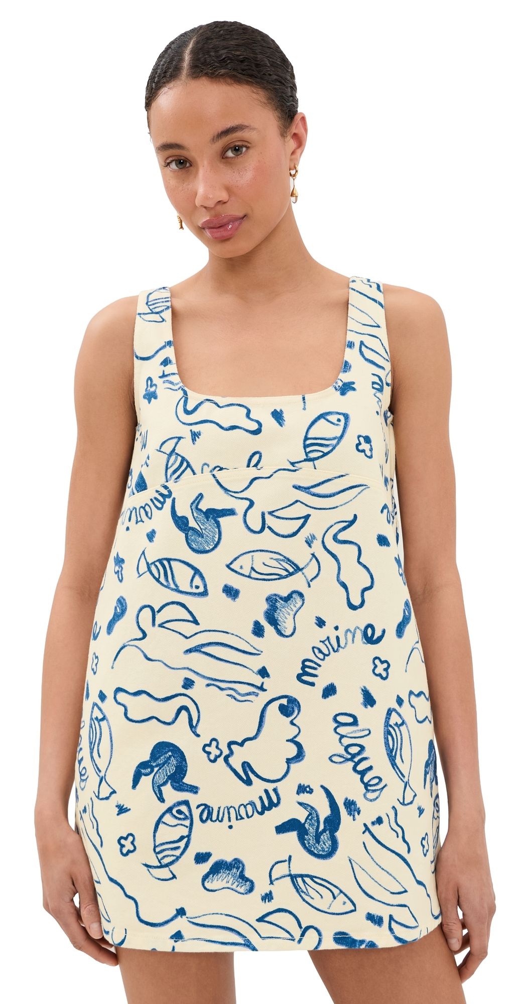 SIMONMILLER Sahara Printed Denim Dress Marine Print M