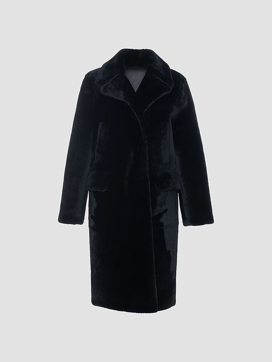 Gorski Women's Merino Shearling Lamb Short Coat - Black - Size Large