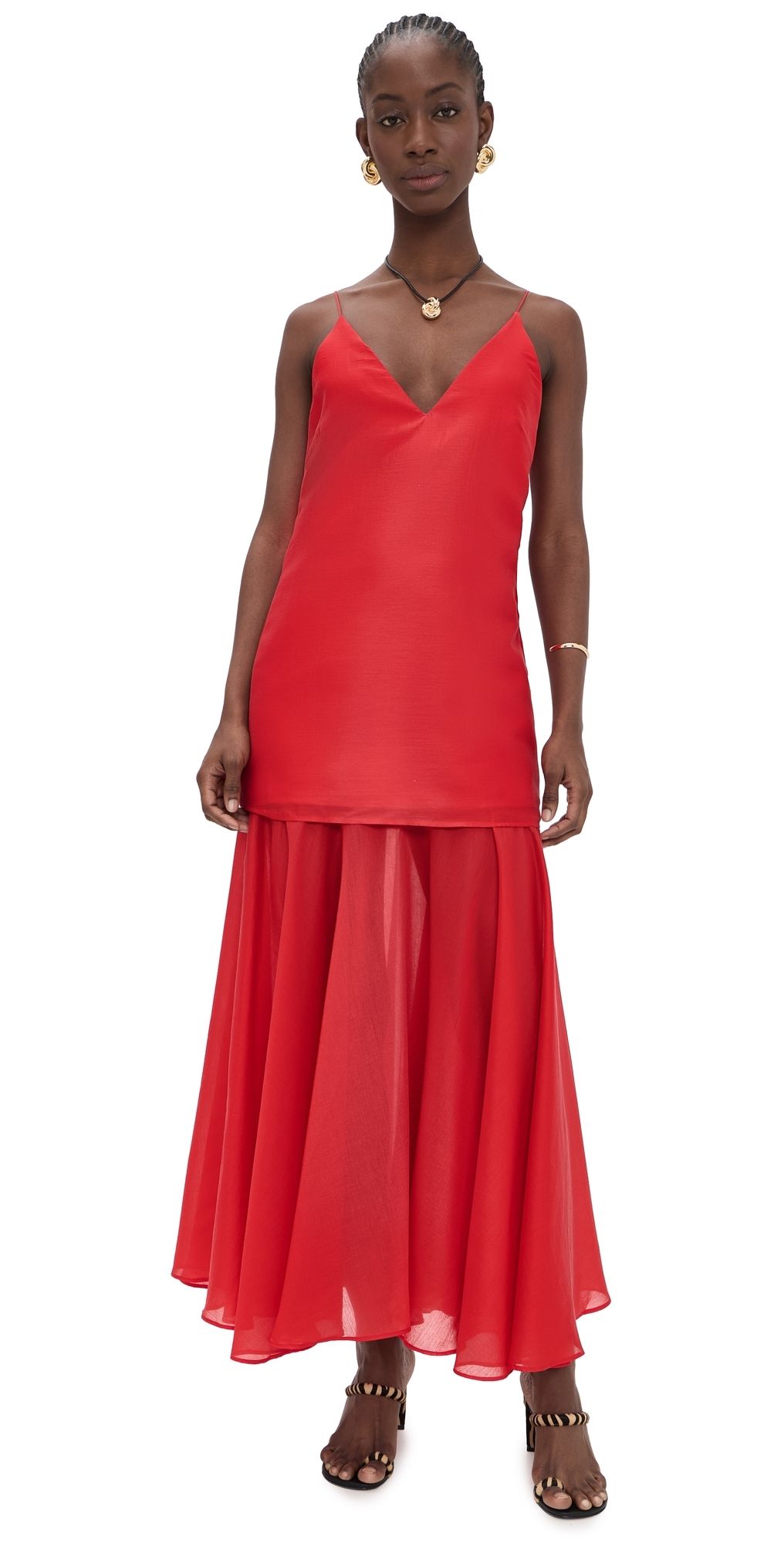 Marques'Almeida Layered Strappy Maxi Dress Red 4