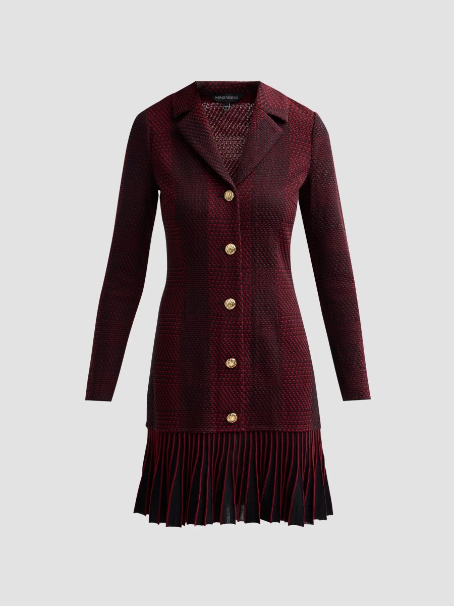 Ming Wang Women's Tweed Knit A-Line Flounce-Hem Mini Dress - Holiday Black - Size Small