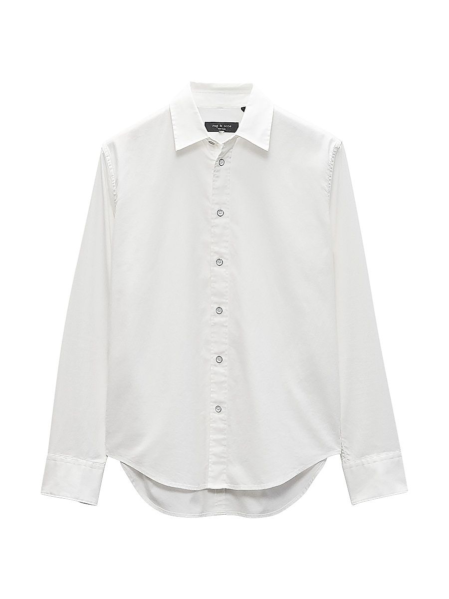 Men's Tomlin Cotton Button-Front Shirt - White - Size Medium