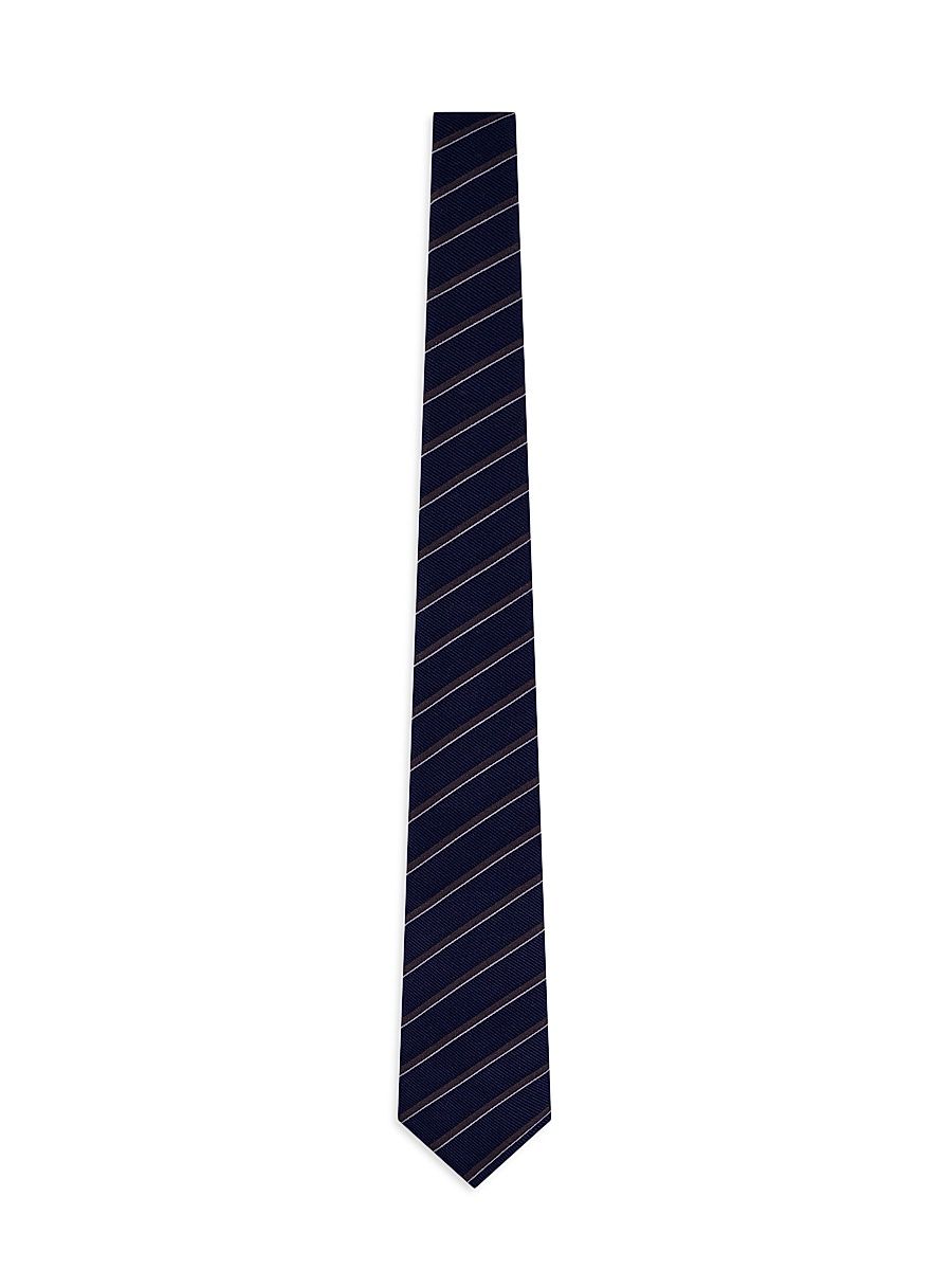 Men's Varsity Striped Silk Tie - Blue Fancy