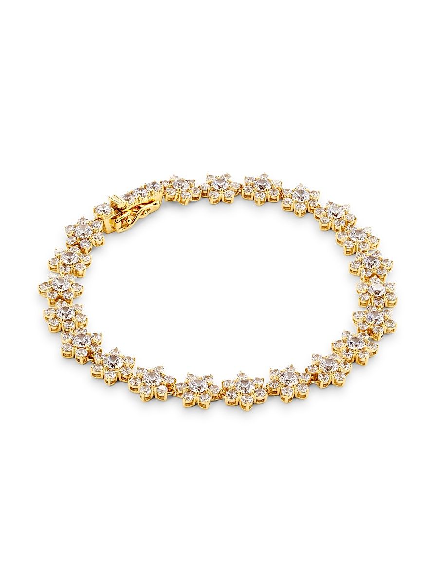 Women's Dahlia Floral 18K Gold-Plated & Cubic Zirconia Line Bracelet - Gold