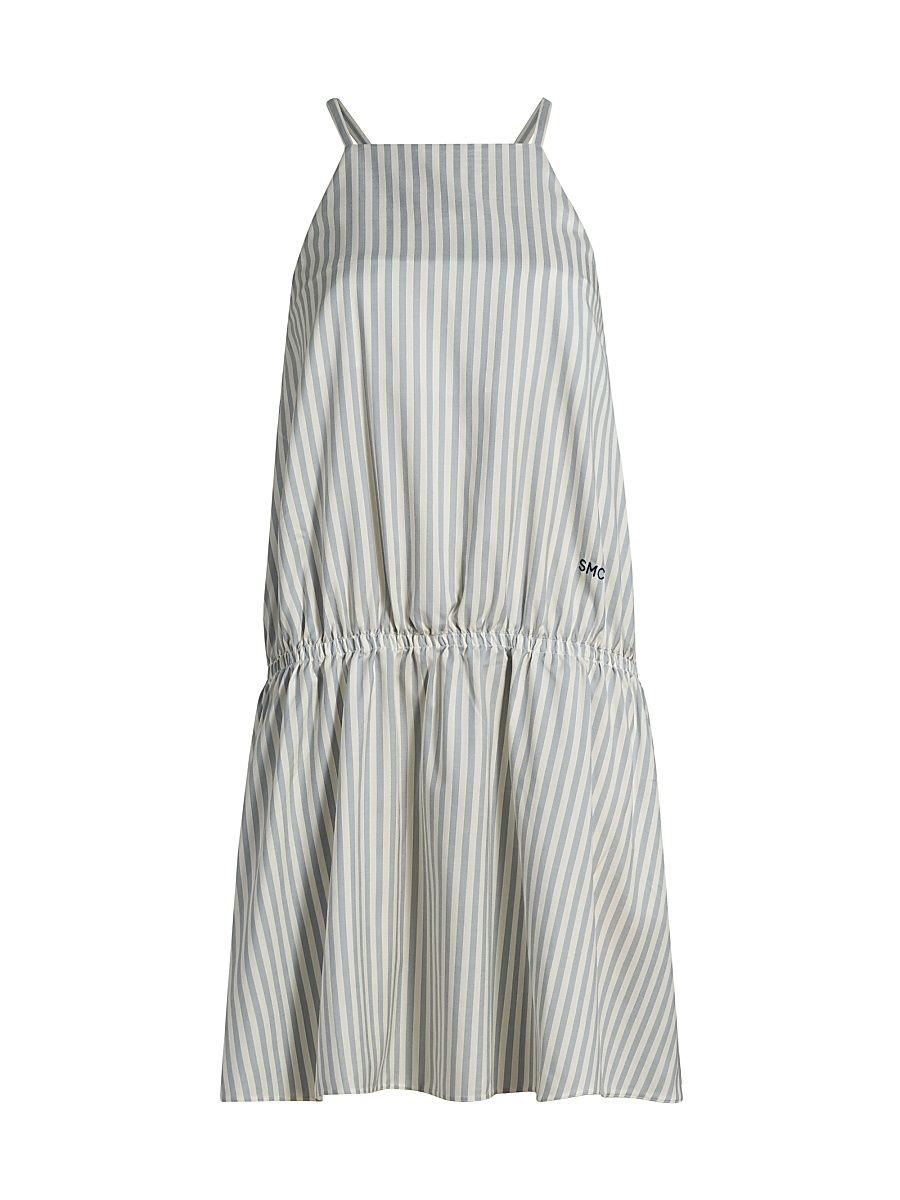 Women's Silk-Wool Stripe Sleeveless Dress - Creamlight Blue - Size 10