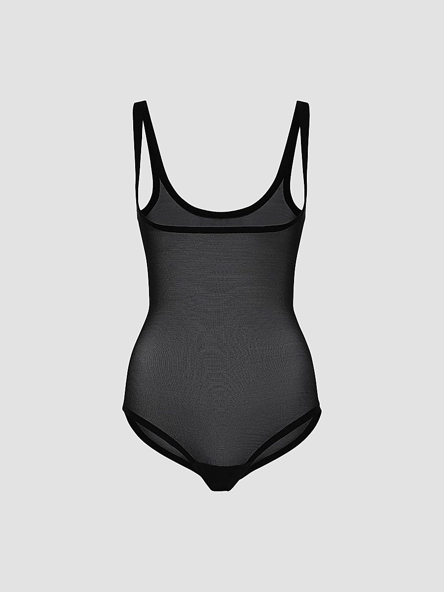 Wolford Women's Formfitting Sheer Tulle Bodysuit - Black - Size 14
