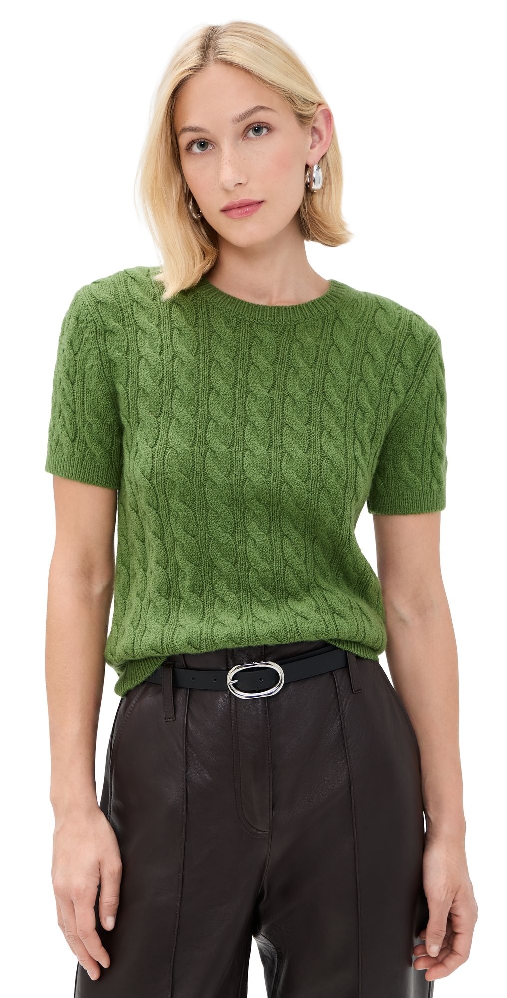 Vince Cash Blend Cable Tee Clover XS
