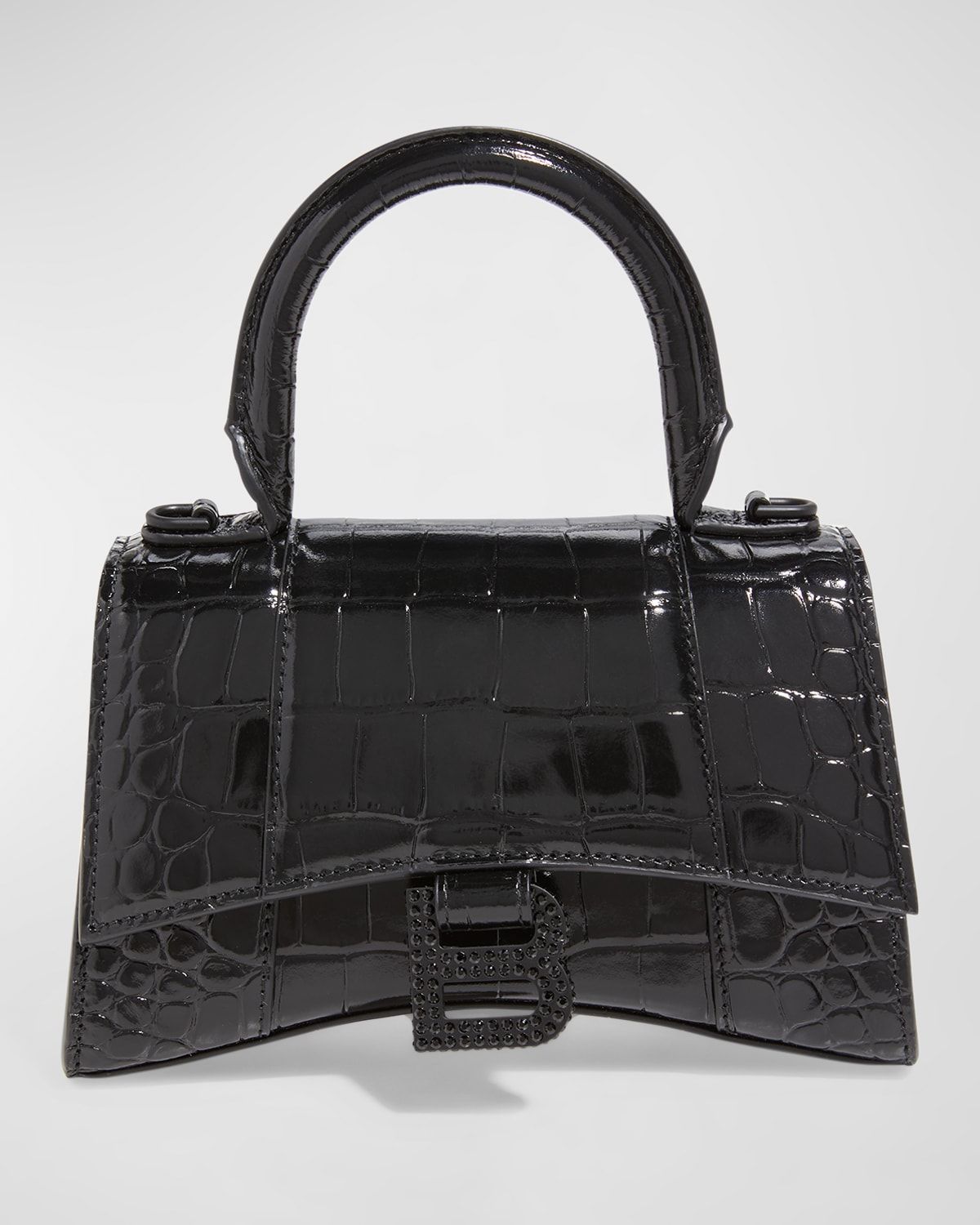 Hourglass XS Croc-Embossed Bag