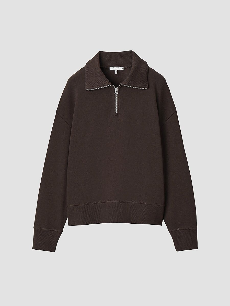 Women's The Everyday Terry Half-Zip Sweatshirt - Espresso - Size Large