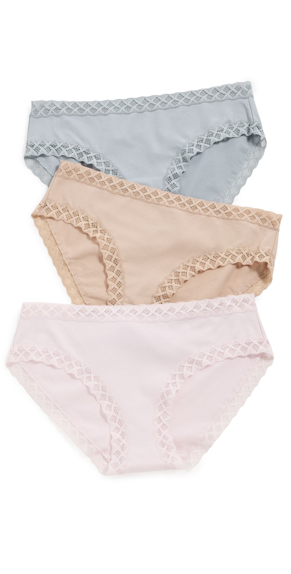 Natori Bliss Girl Briefs 3-Pack Quarry/Pink Sky/Cafe XXL