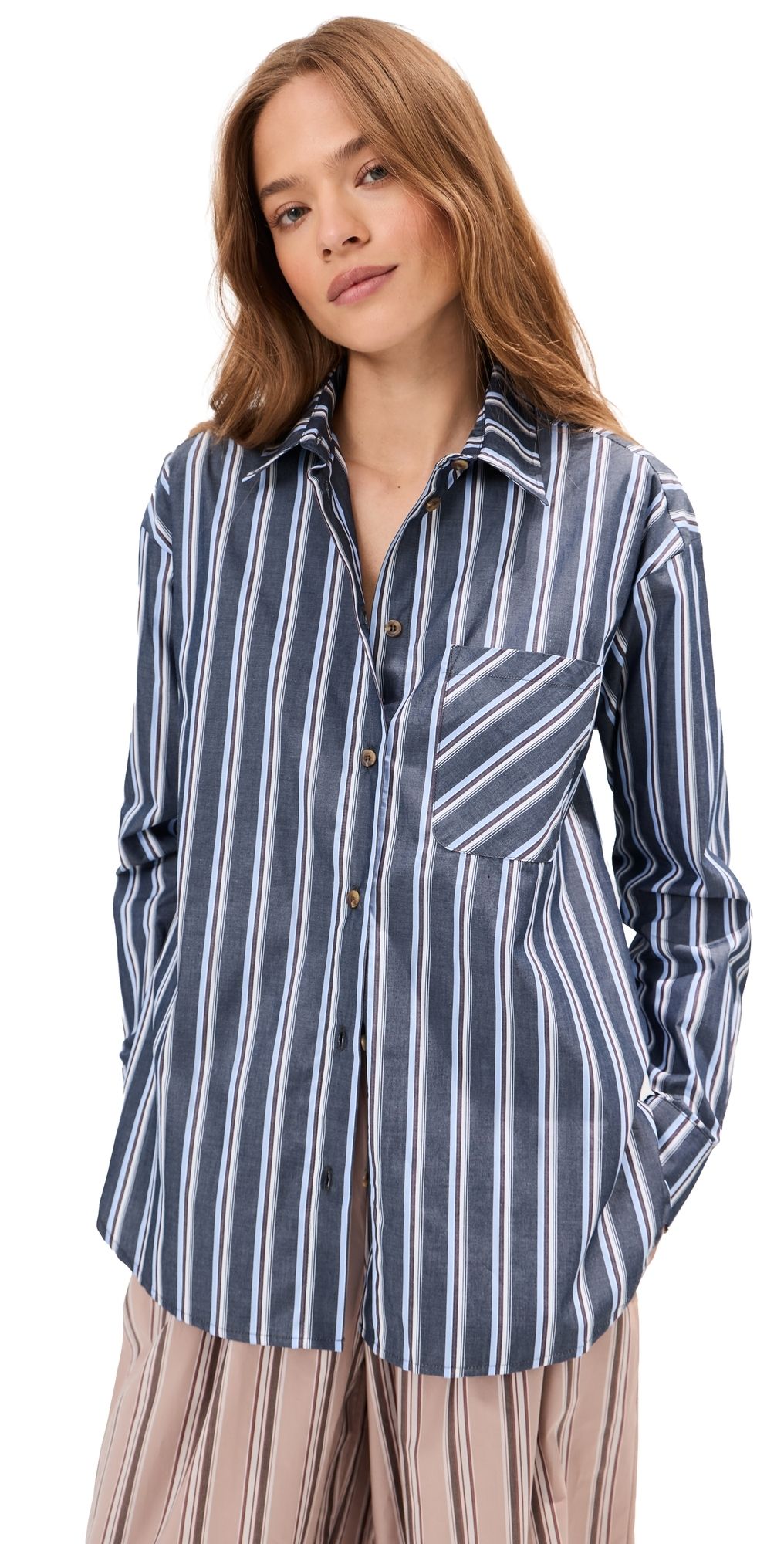 LE BOP Winnie Button Down Denim Stripe XXL