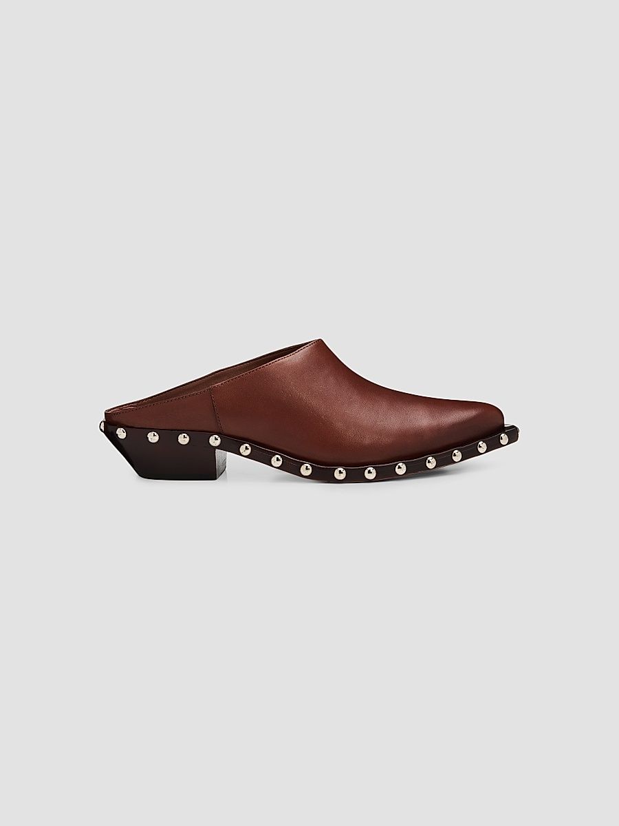 Women's Taylor 30MM Studded Leather Mules - Warm Toffee - Size 9