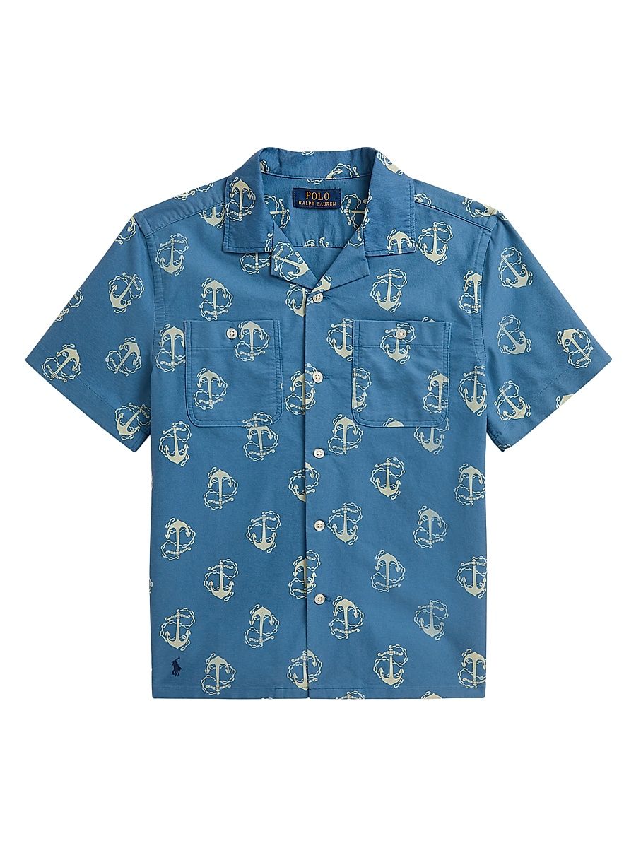 Little Boy's & Boy's Anchor-Print Cotton Oxford Shirt - Hamlin Anchors - Size 7