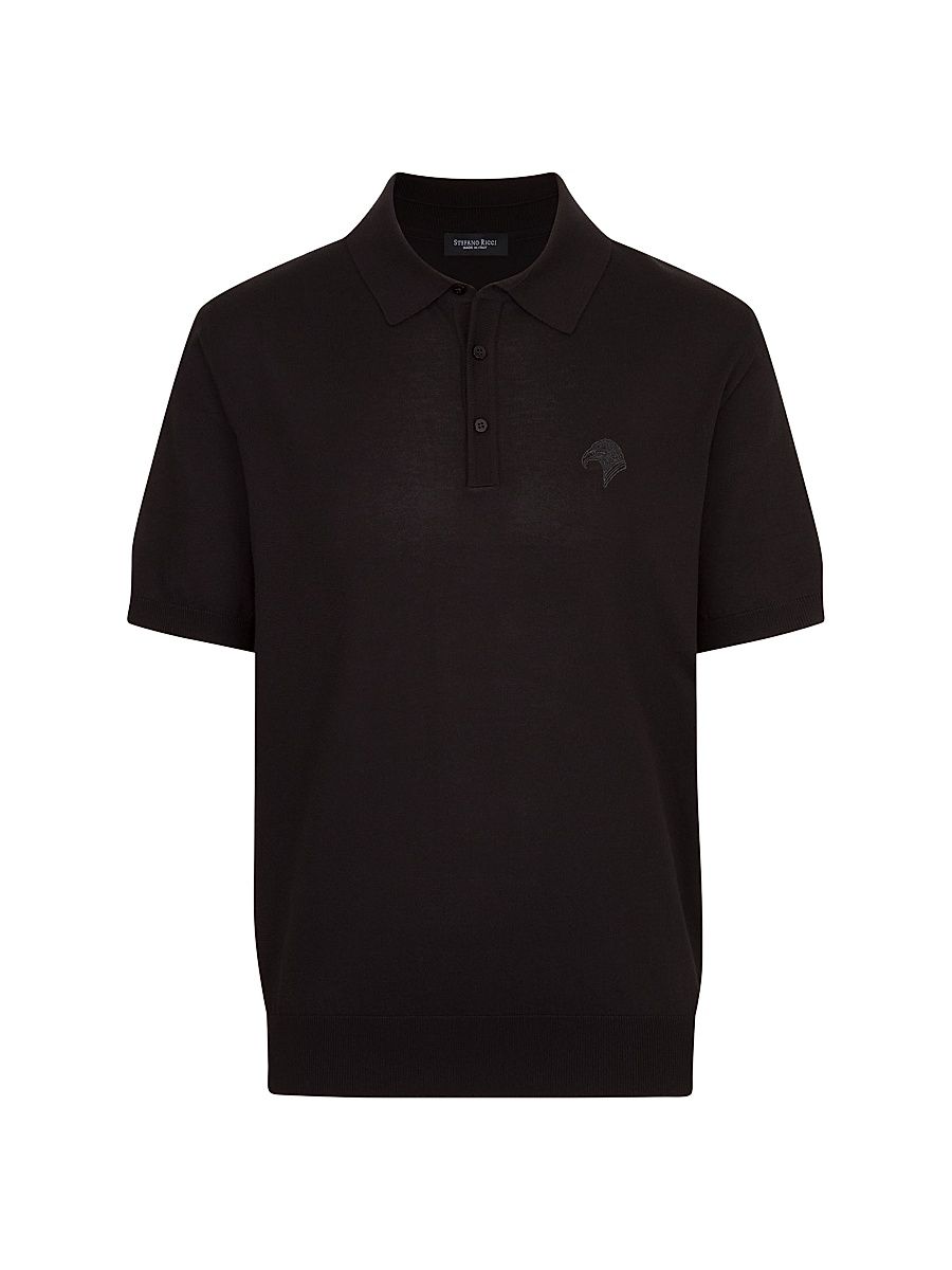 Men's Three Button Polo Shirt - Black - Size 52
