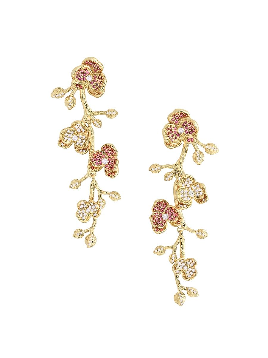 Women's Orchid 18K-Gold-Plated & Cubic Zirconia Drop Earrings - Fuchsia
