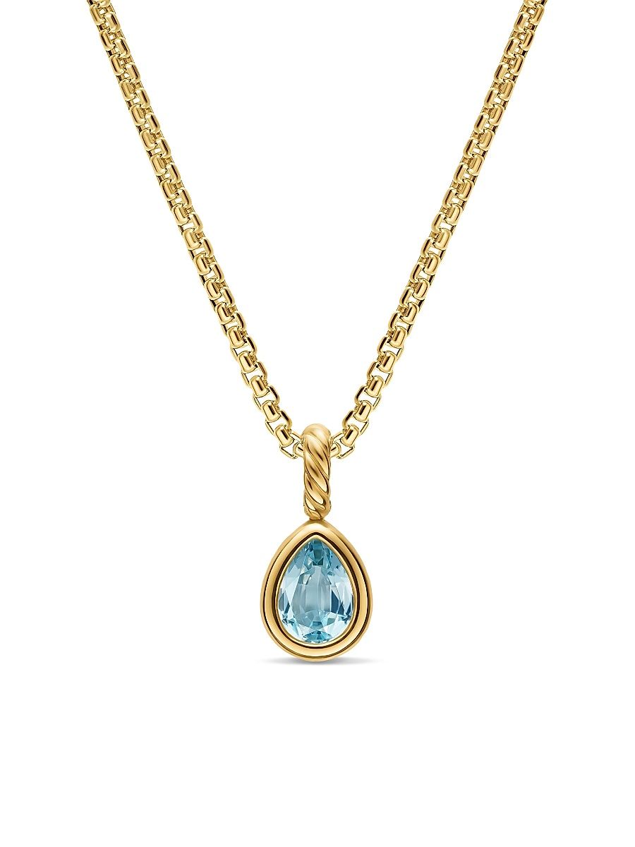 Women's Mini Pear Cut Amulet in 18K Yellow Gold, 11MM - Sky Blue Topaz
