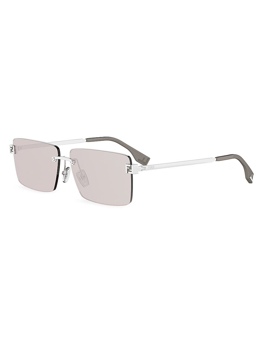 Men's Sky 60MM Rimless Sunglasses - Shiny Palladium Brown Mirror