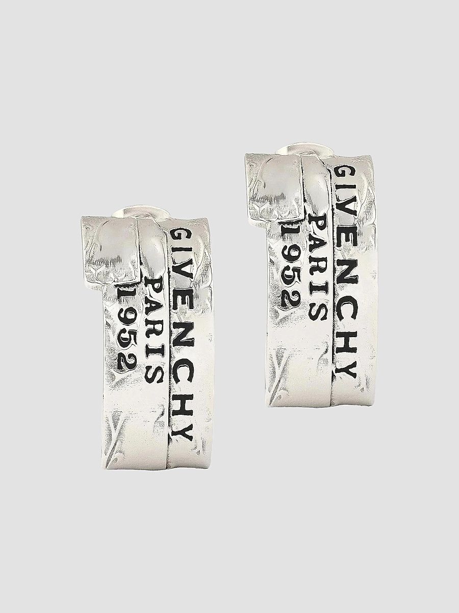 Givenchy Women's Tape Earrings in Metal and Enamel - Antic Silvery