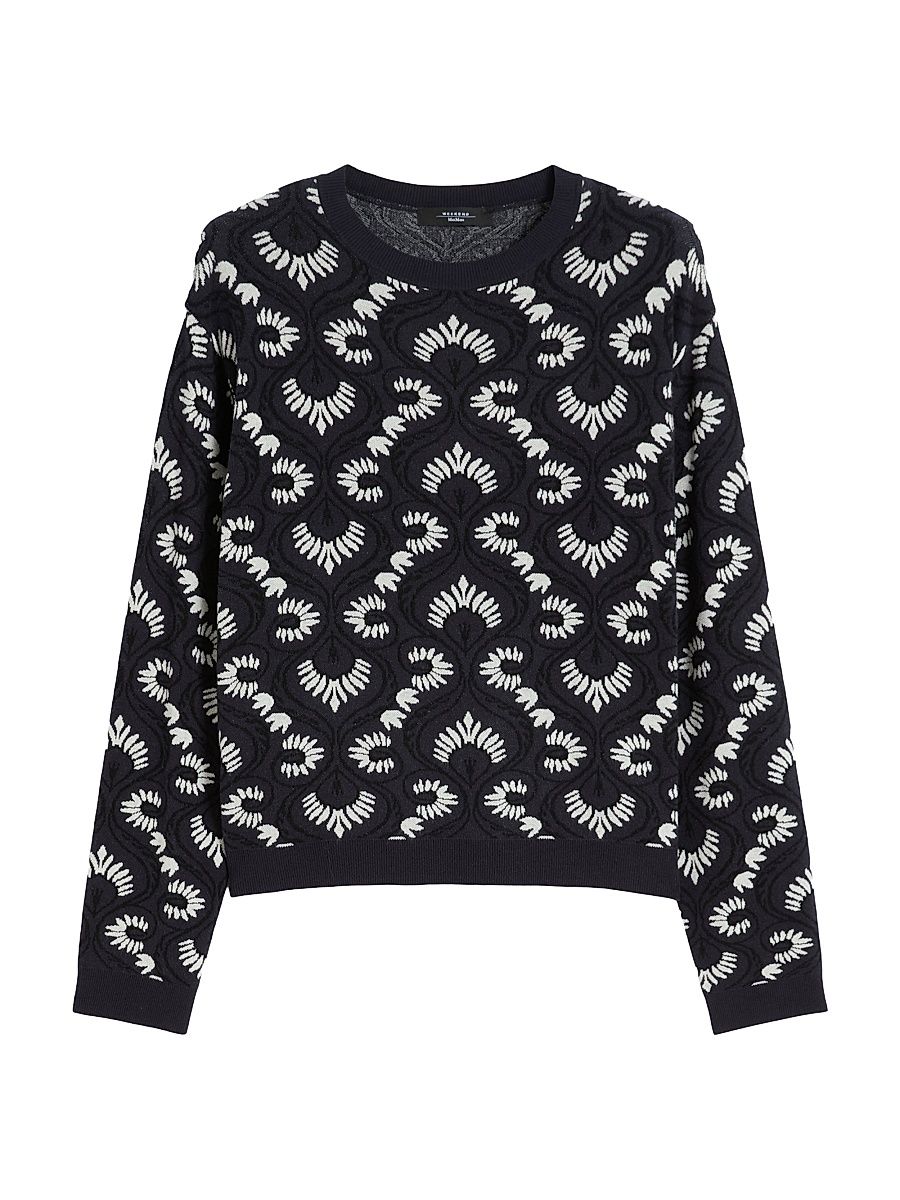 Women's Jacquard Viscose Sweater - Black - Size XXL