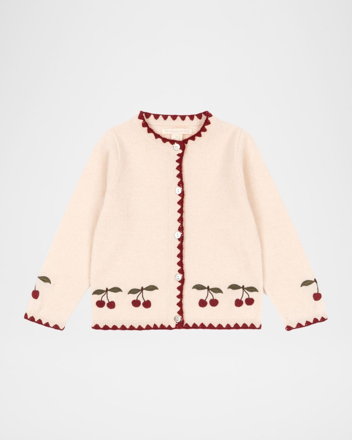 Collette Cherry Embroidered Cardigan, Size 9M-10