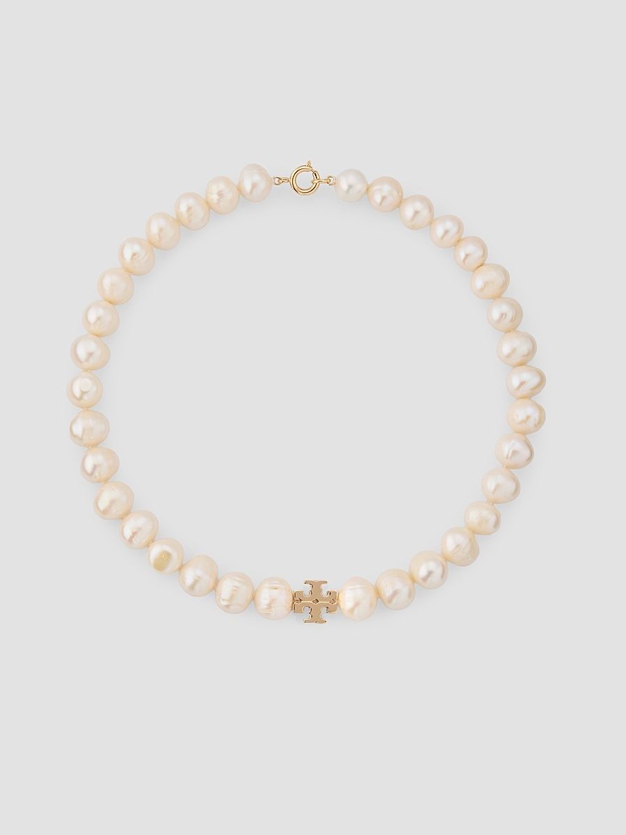 Women's Moondance 18K-Gold-Plated & Cultured Pearl Logo Charm Necklace - Tory Gold Pearl