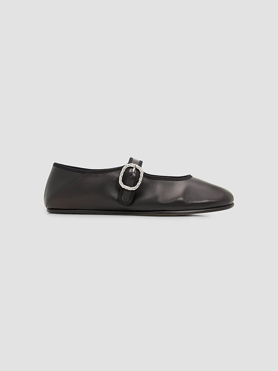 Bottega Veneta Women's Veneziana Nappa Leather Ballerina Flats - Black - Size 12