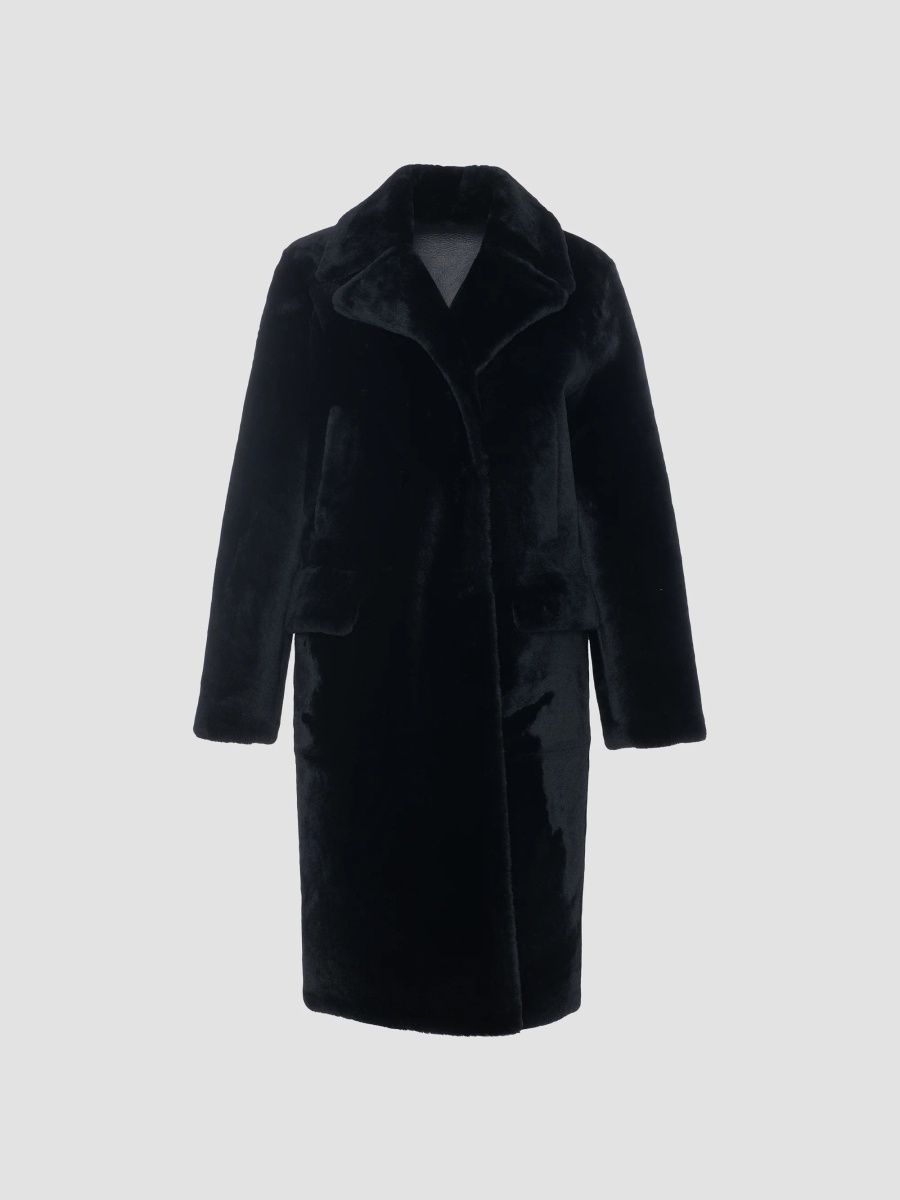Gorski Women's Merino Shearling Lamb Short Coat - Black - Size Medium
