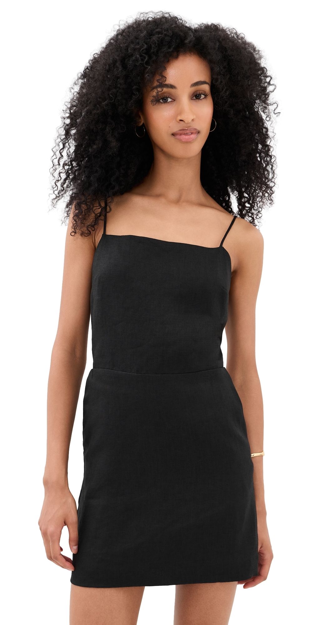 Enza Costa Linen Apron Mini Dress Black 0