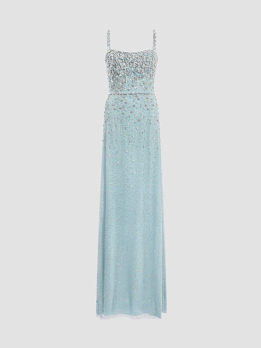 Jenny Packham Women's Solstice Embellished Column Gown - Haze - Size 2