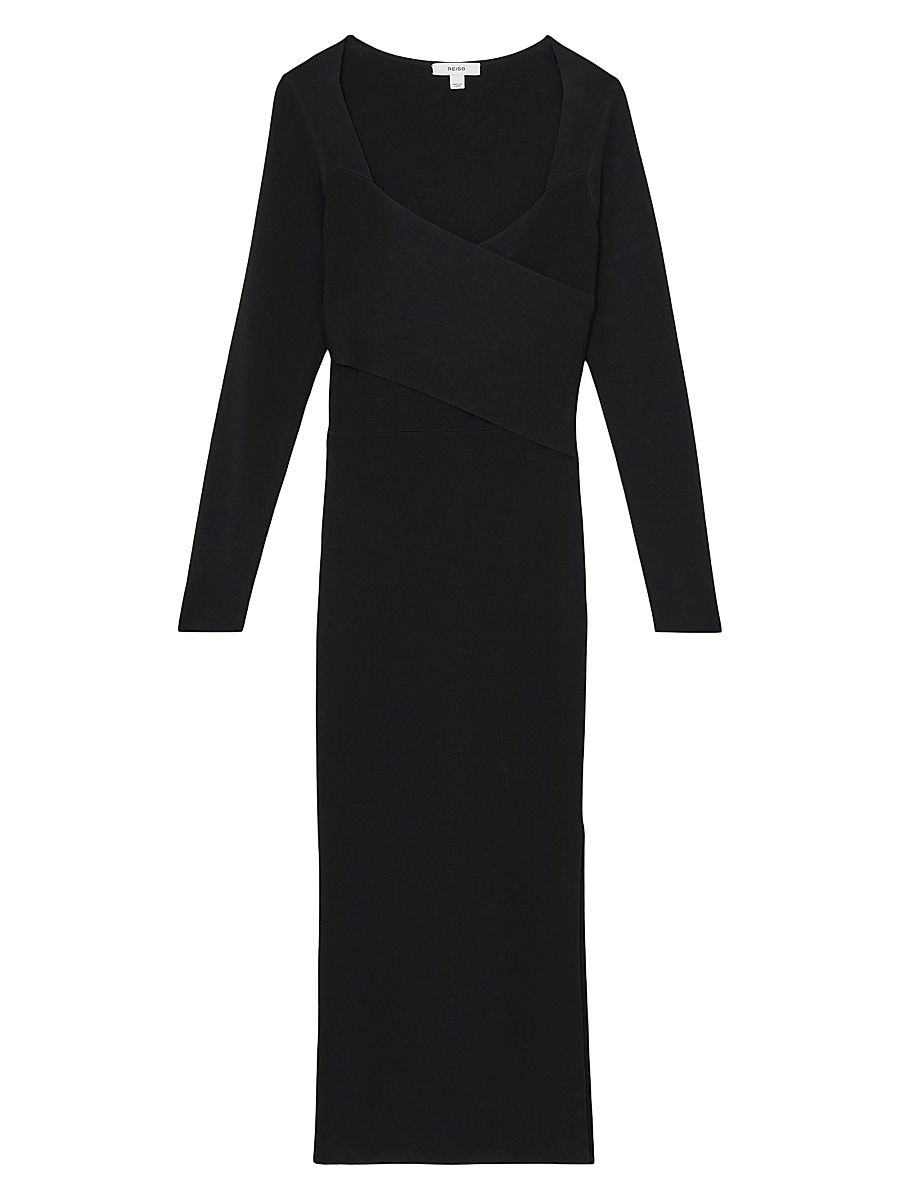 Women's Sophia Knitted Wrap Maxi Dress - Black - Size XL