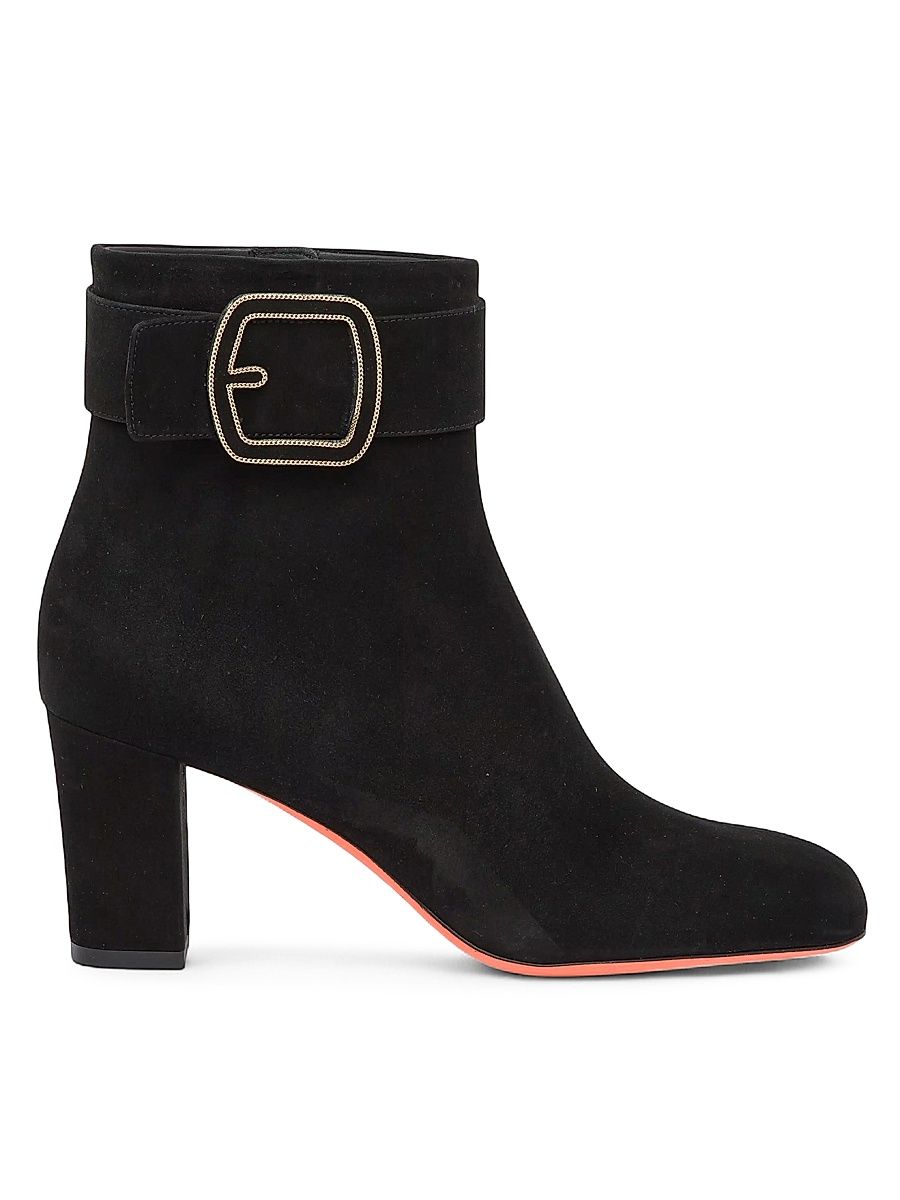 Women's Marta 70MM Suede Buckle Booties - Black - Size 6