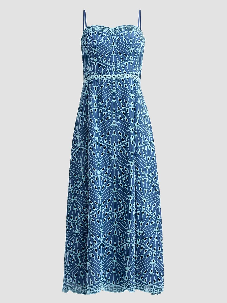 Women's Arlin Eyelet Embroidered Midi Dress - Starlight Navy - Size 14