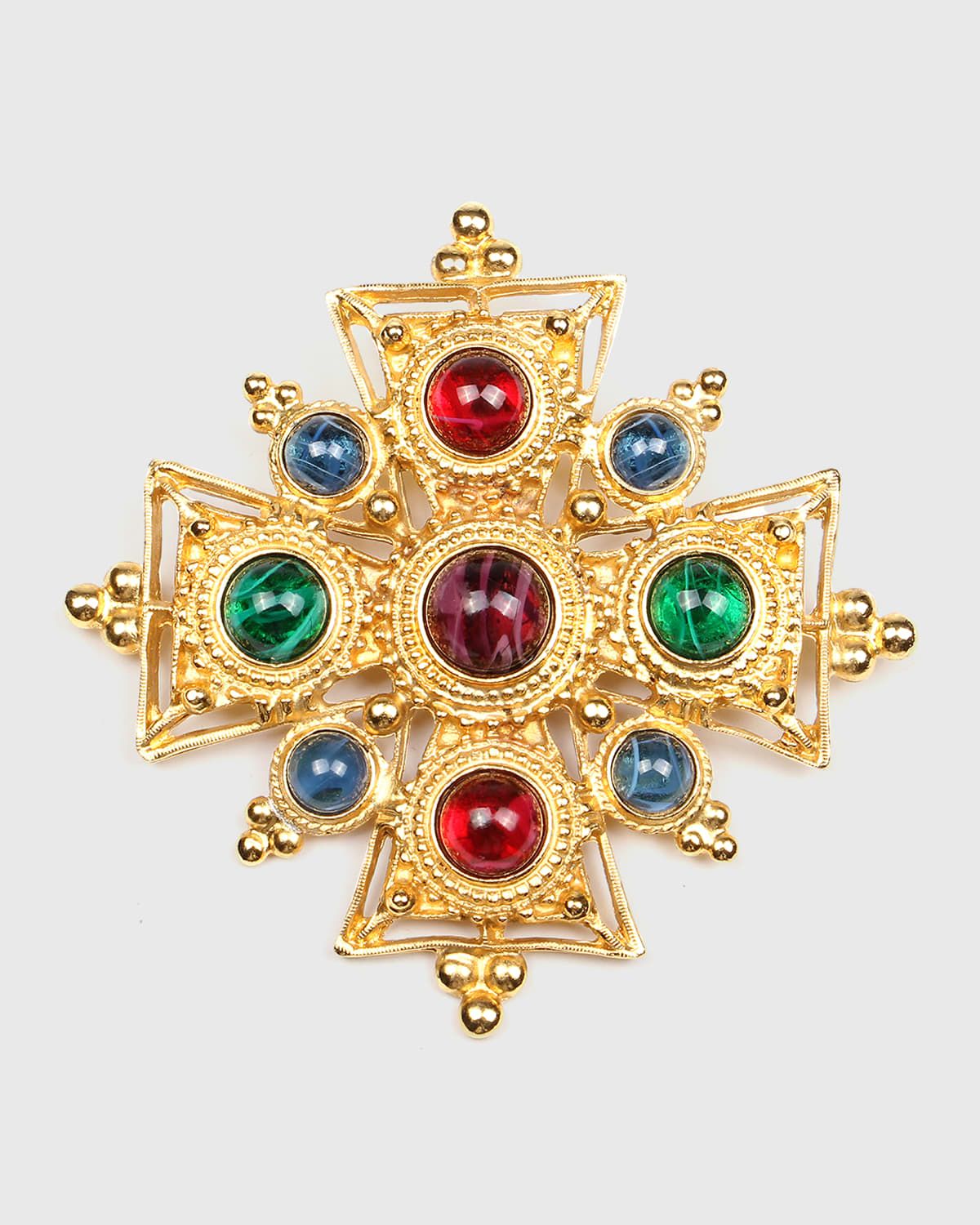 Multicolor Cross Brooch