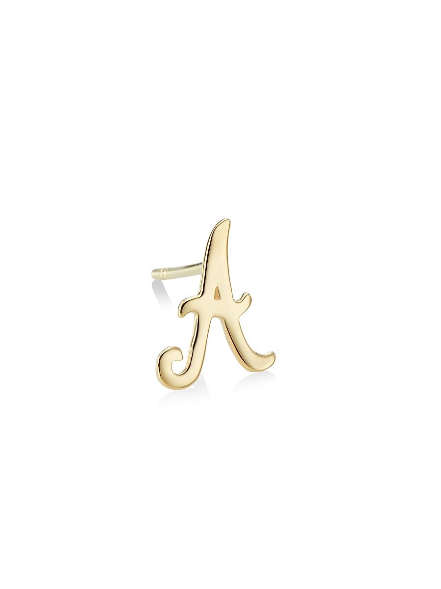 Lana Women's 14K Yellow Gold Cursive Initial Stud Earring - Initial A