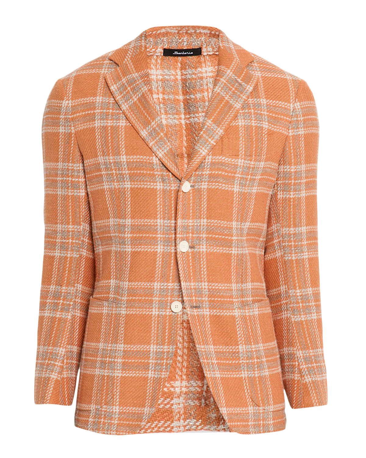 Men & apos;s Wool and Silk Large Plaid Sport Coat